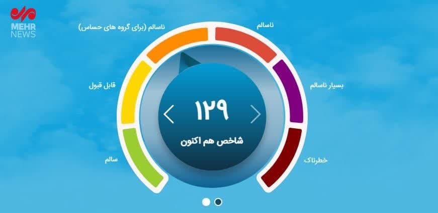 هوای تهران برای گروههای حساس ناسالم است/ پیش بینی ورود توده هوای خنک به نیمه شمالی کشور از اواخر هفته جاری و اوایل هفته آینده هوای تهران برای گروههای حساس ناسالم است/ پیش بینی ورود توده هوای خنک به نیمه شمالی کشور از اواخر هفته جاری و اوایل هفته آینده