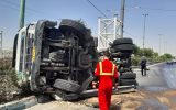 تصادف و واژگونی کامیون ولوو در کمربندی الغدیر
