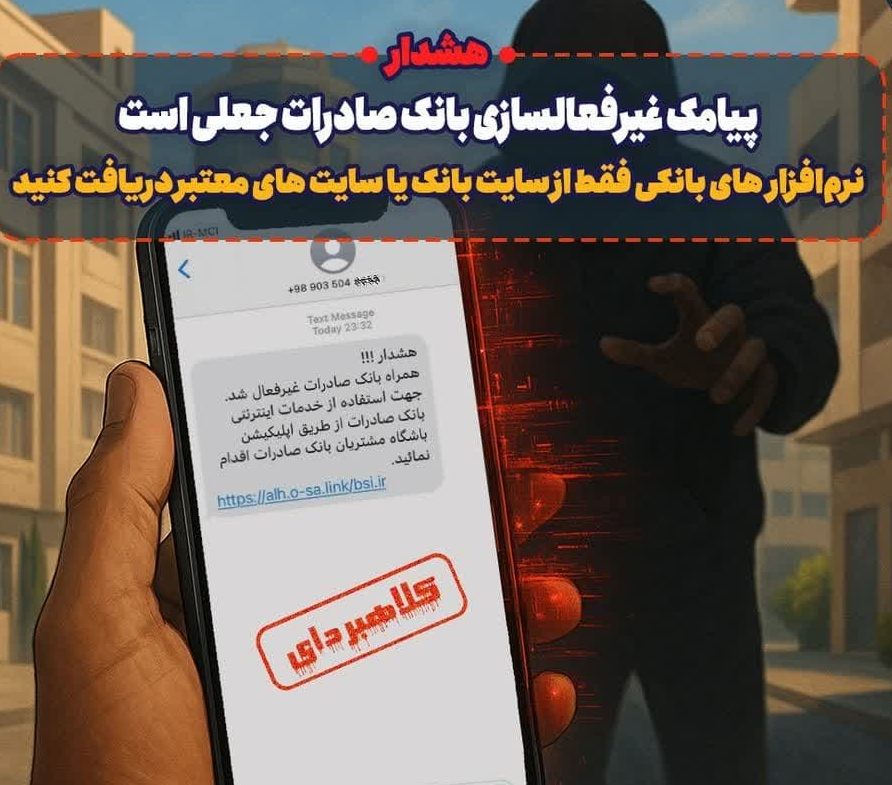 پیامک غیرفعالسازی بانک صادرات جعلی است