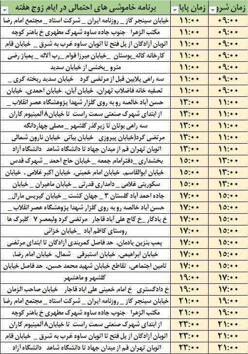 برنامه خاموشی خانگی روزهای شنبه، دوشنبه و چهارشنبه این هفته در چهاردانگه و احمدآباد برنامه خاموشی خانگی روزهای شنبه، دوشنبه و چهارشنبه این هفته در چهاردانگه و احمدآباد